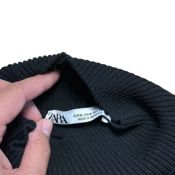 Zara Woman’s Black Urban Heroines Short Sleeve Mock Neck Top U.S. Medium - Picture 8 of 8